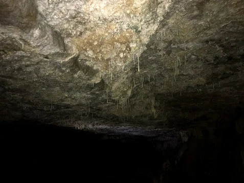 Stalactites on the cave roof