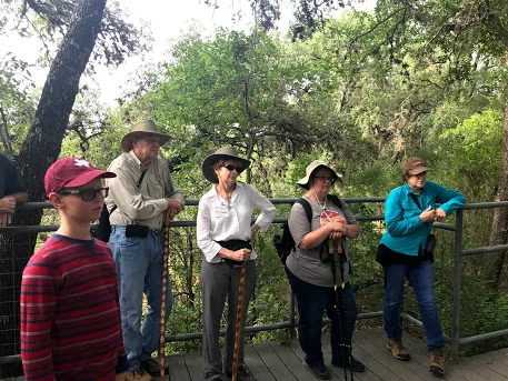 Group discussing local wildlife at the Deck
