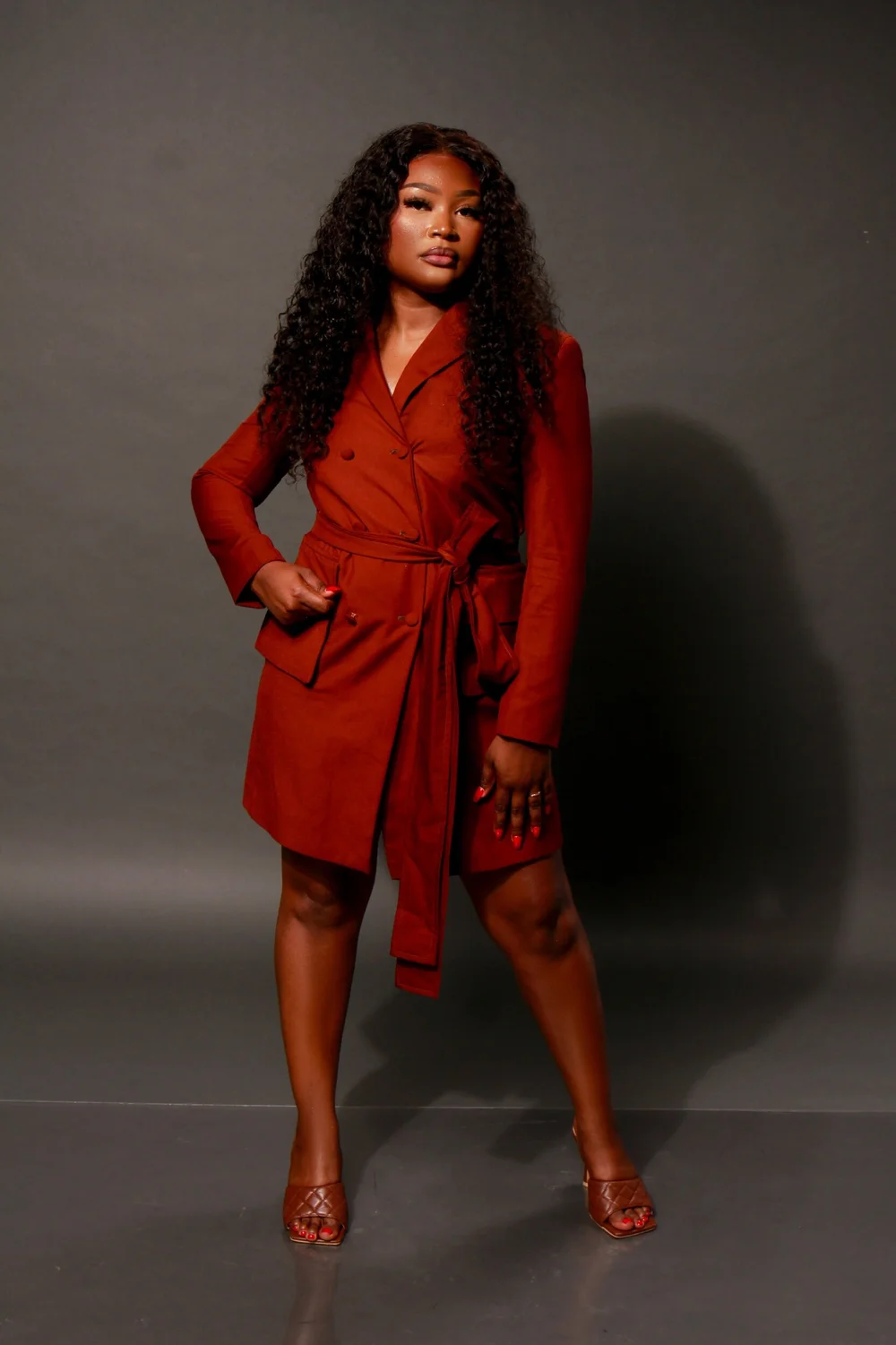 Cocoa Chic Belted Blazer Dress  Mrs. Kays