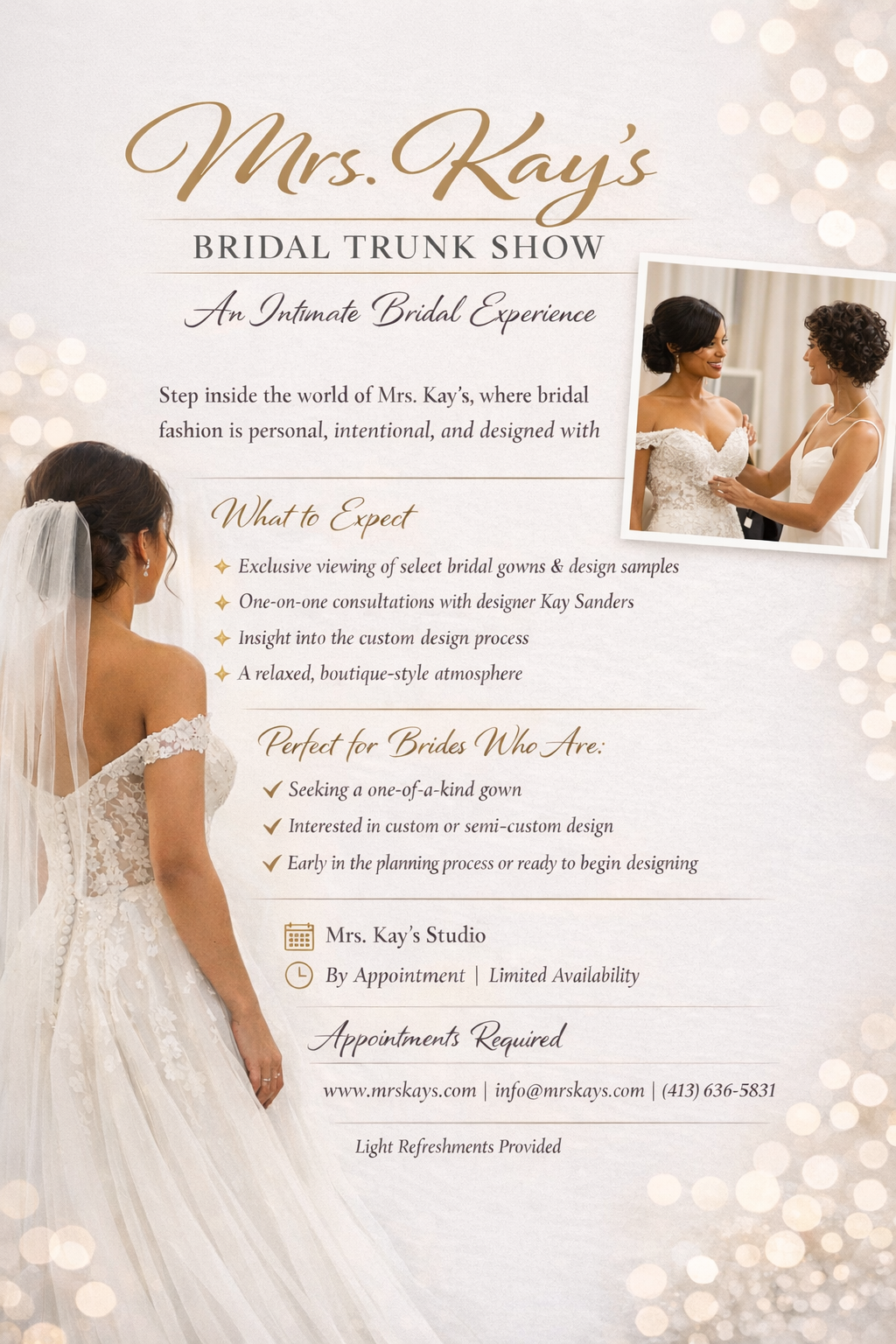 Mrs. Kay’s Bridal Trunk Show – An Intimate Bridal Experience