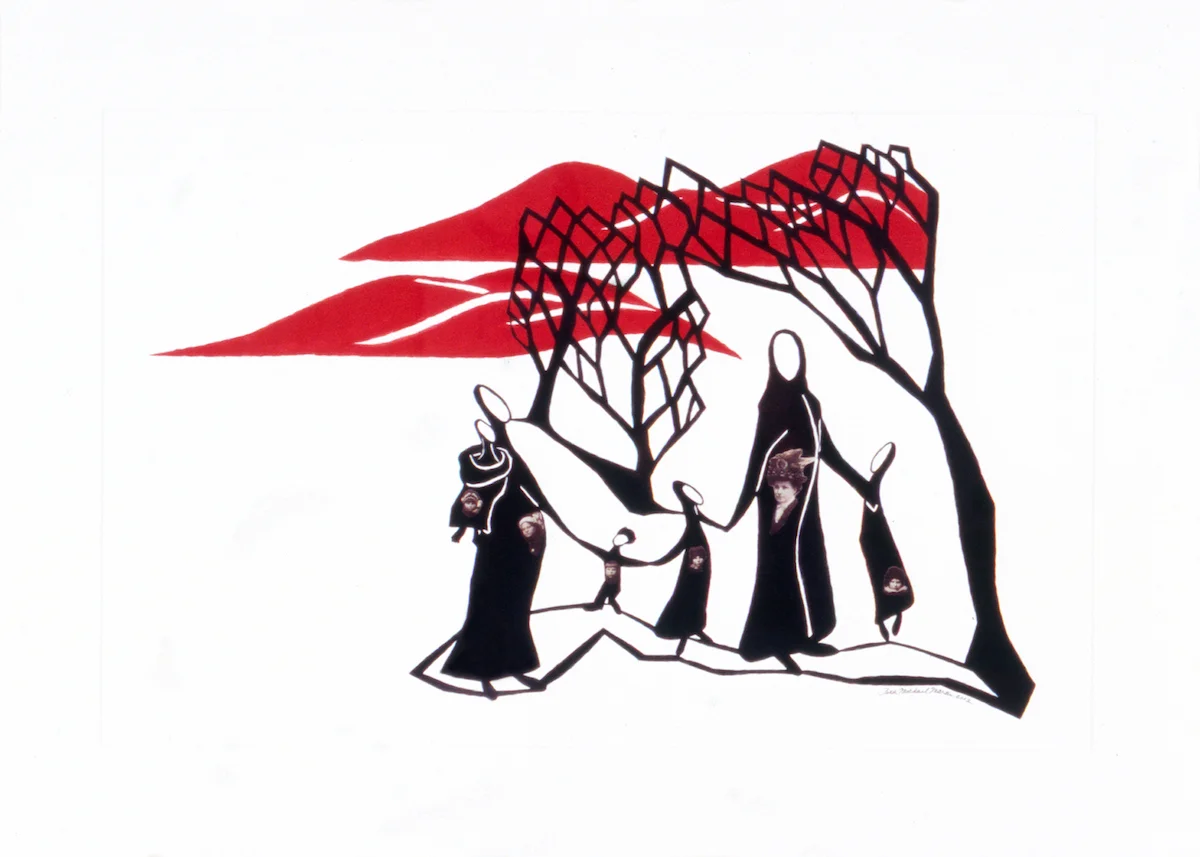 "The Revolution" paper cut and gouache 15" x 23"