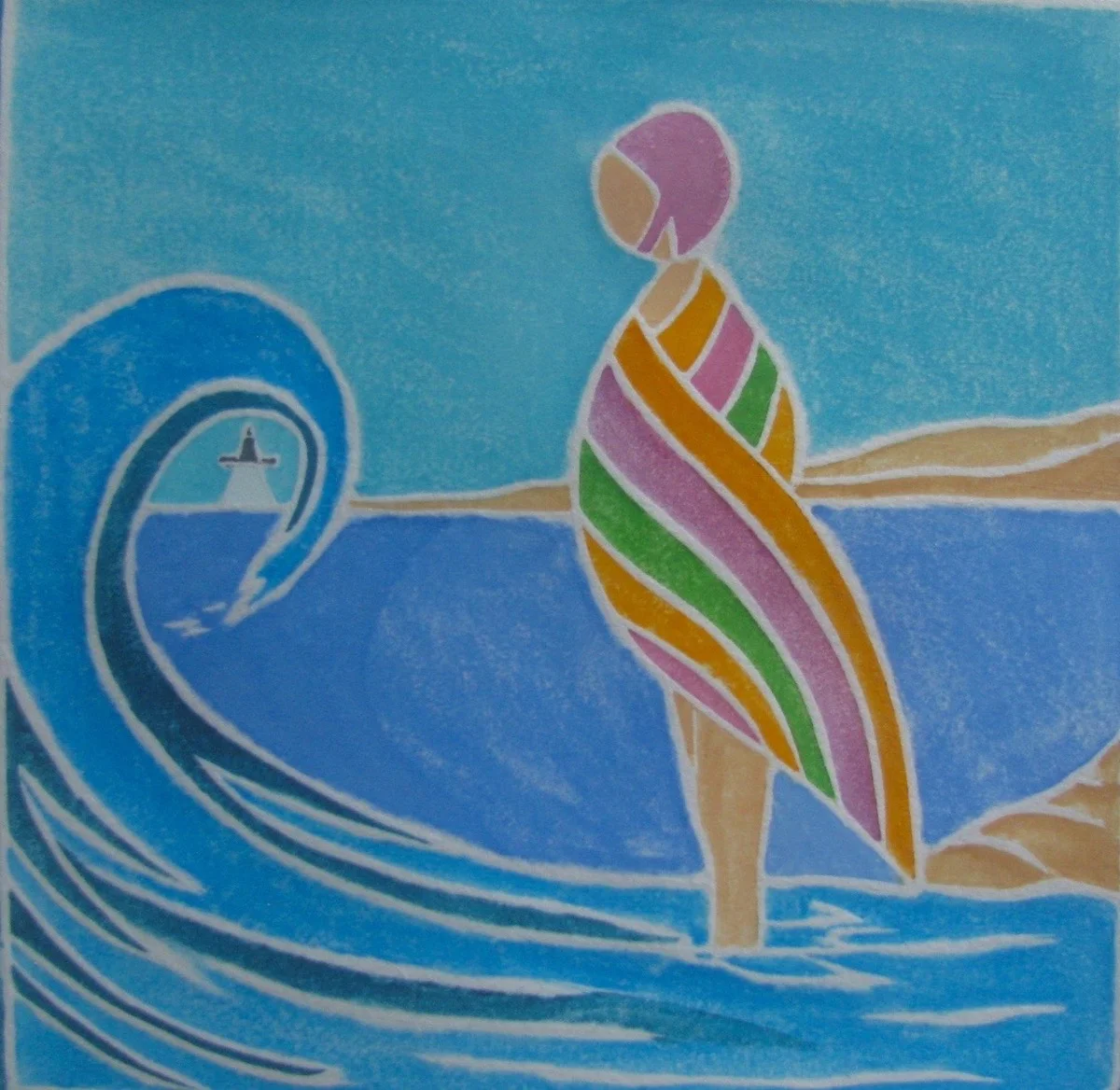 "After the Swim" image size 6" x 6"