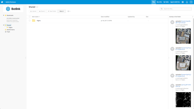 Egnyte provides Botlink users a central location to securely store their drone imagery, easily organize it by date and location, and quickly share it with collaborators to make more informed and unified decisions. Egnyte + Botlink helps professionals and industries streamline their workflows and improve bottom lines with more actionable drone data.