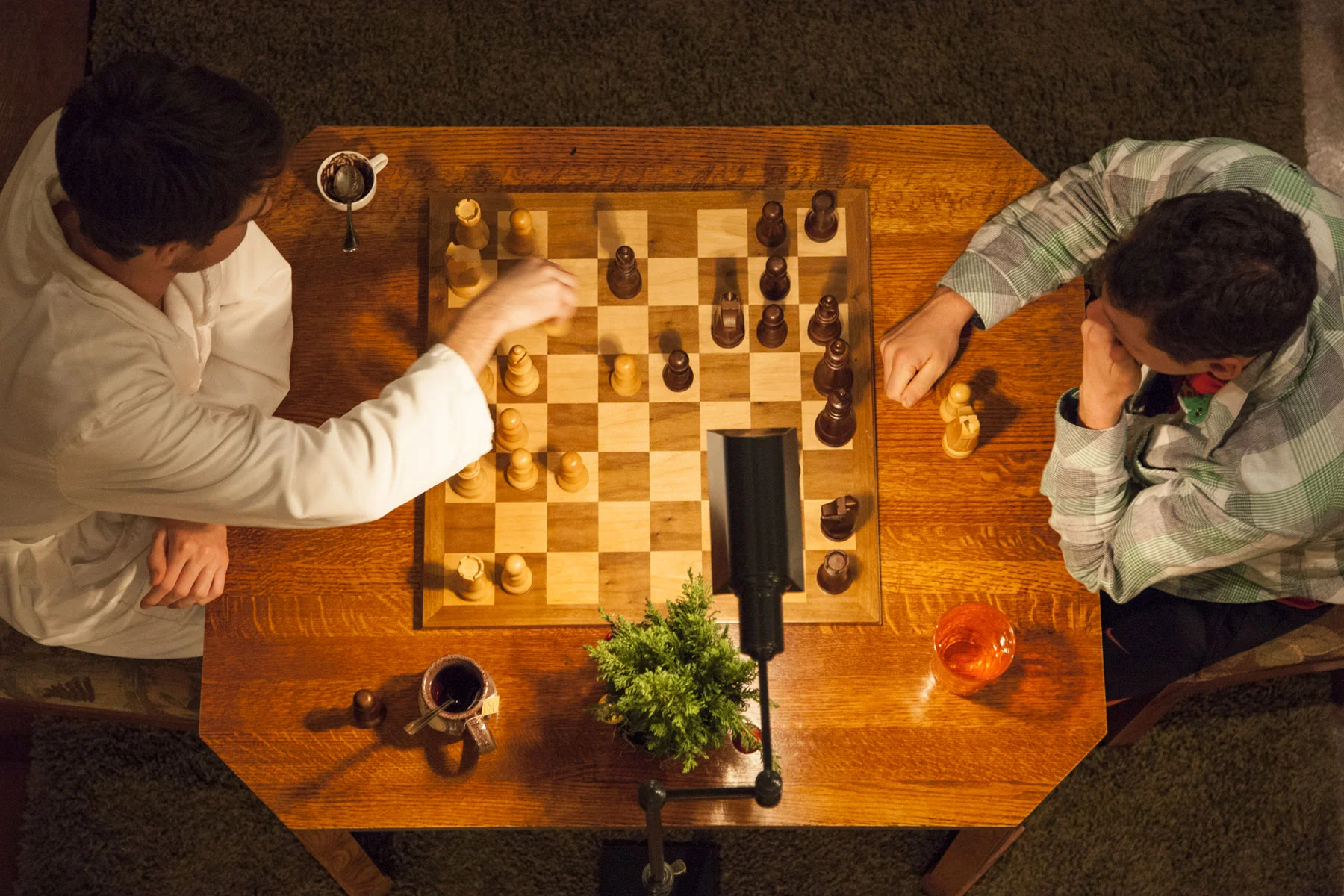 Two men playing a game of chess.