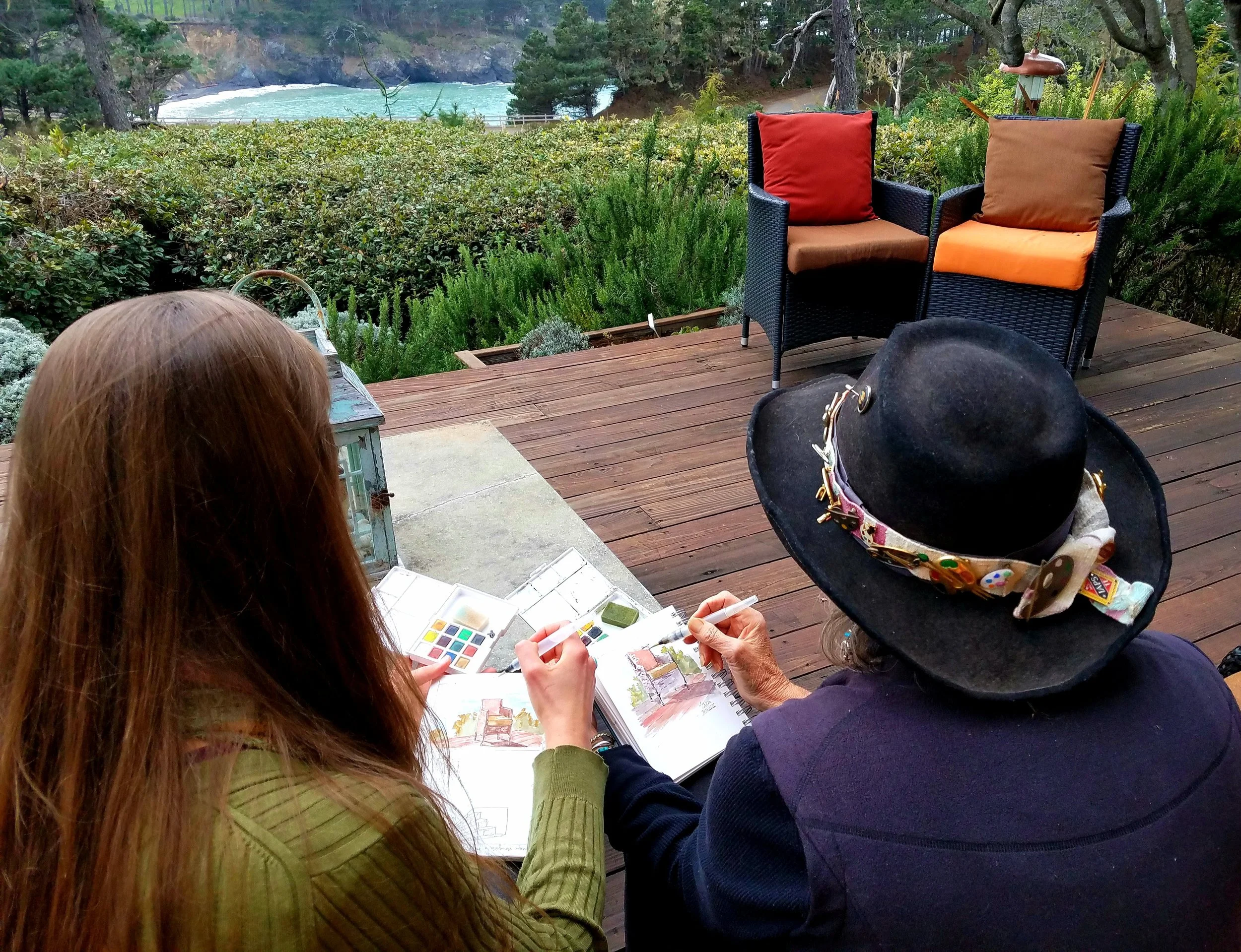 Painting with Suzi on the Main Deck