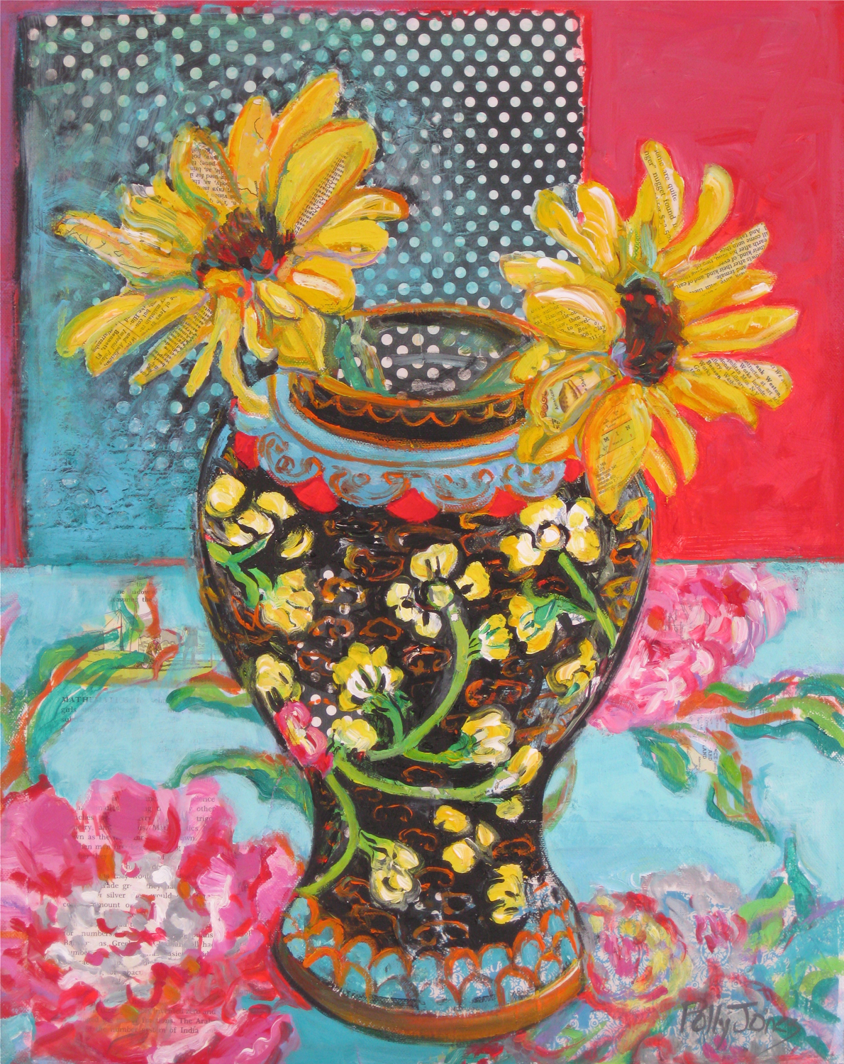 SUNFLOWERS WITH GINGER JAR