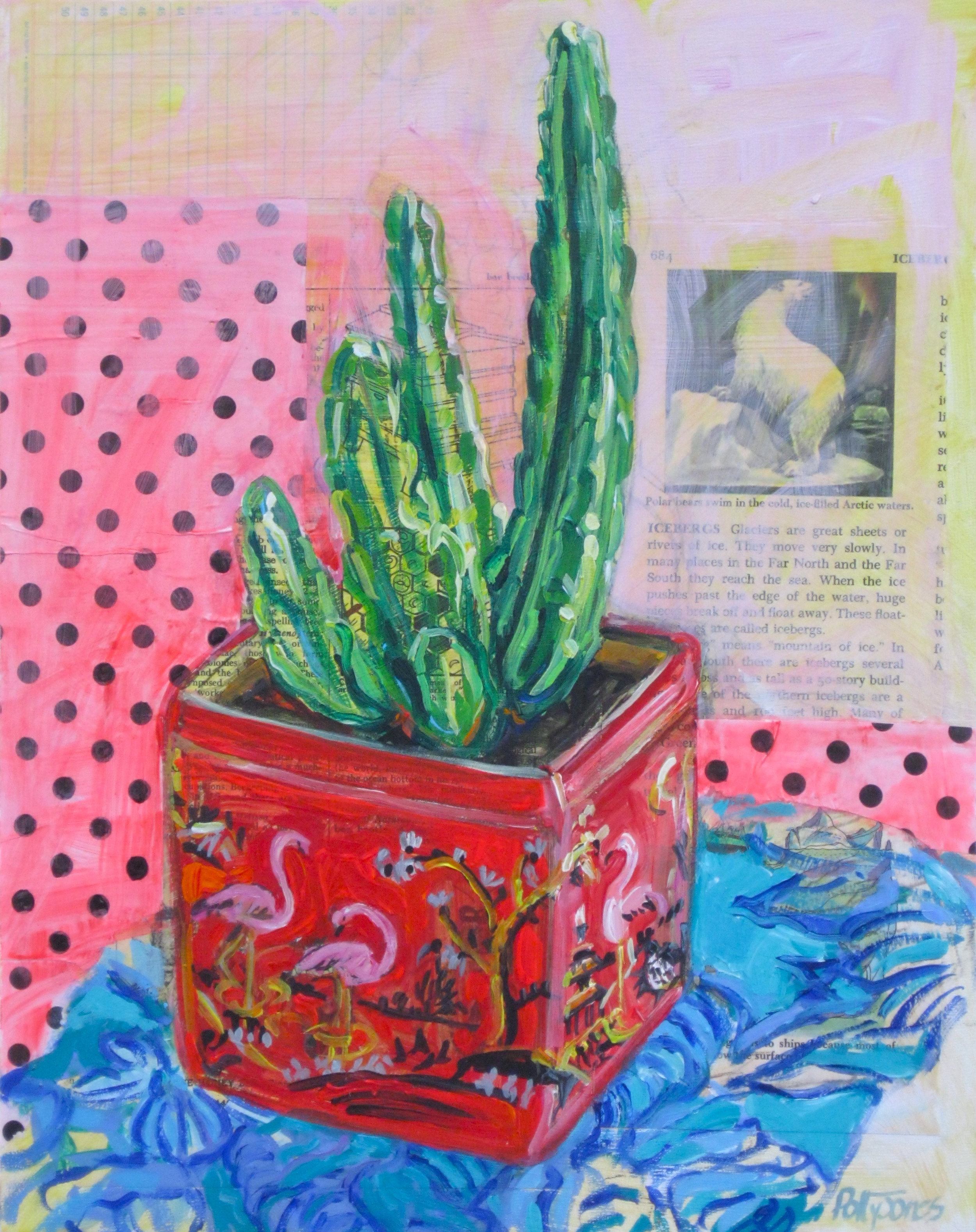 Cactus in a Flamingo Tin