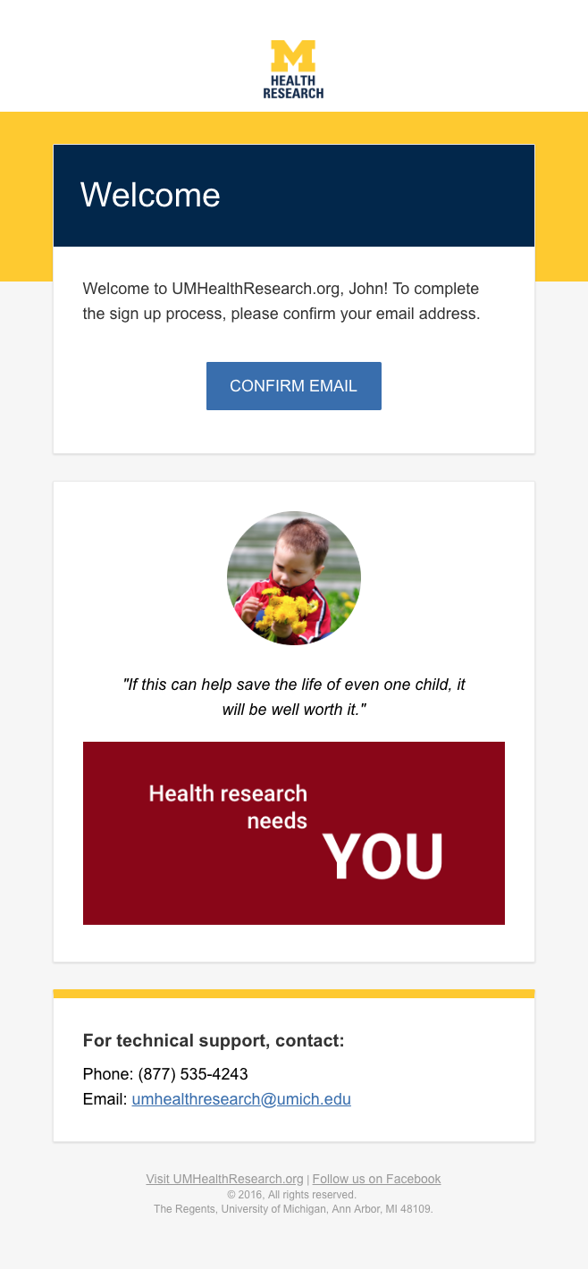 Example welcome email using an illustration