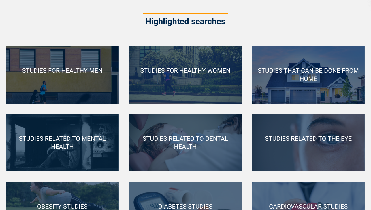 Highlighted searches section on the homepage