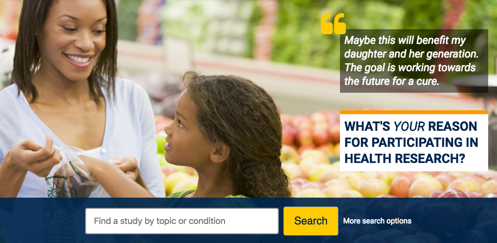 Example HERO image with adult and child shopping with homepage search interface