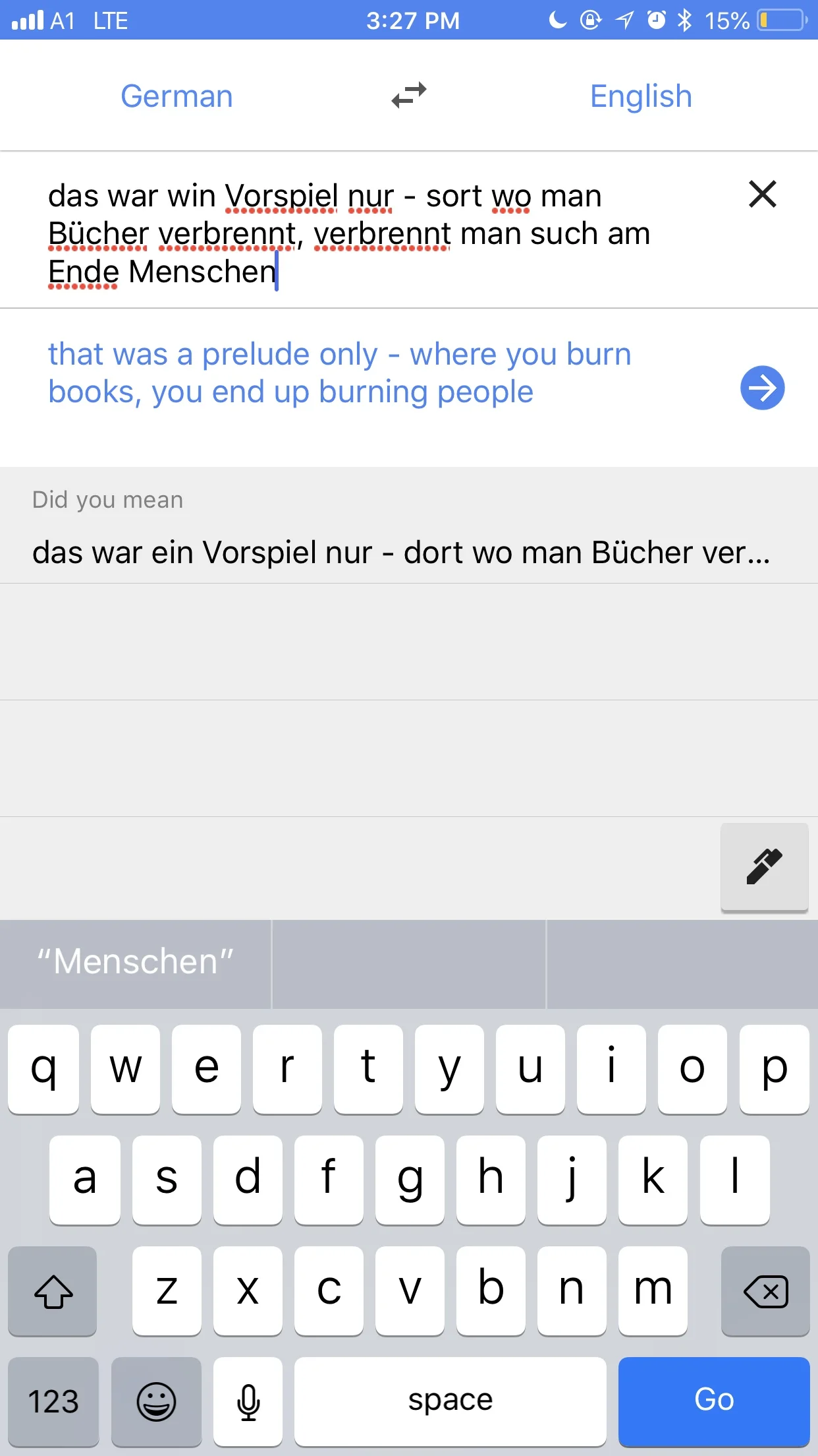 I typed the sign into Google Translate so that we could understand the phrasing. This poetic verse is haunting in light of what happened there…
