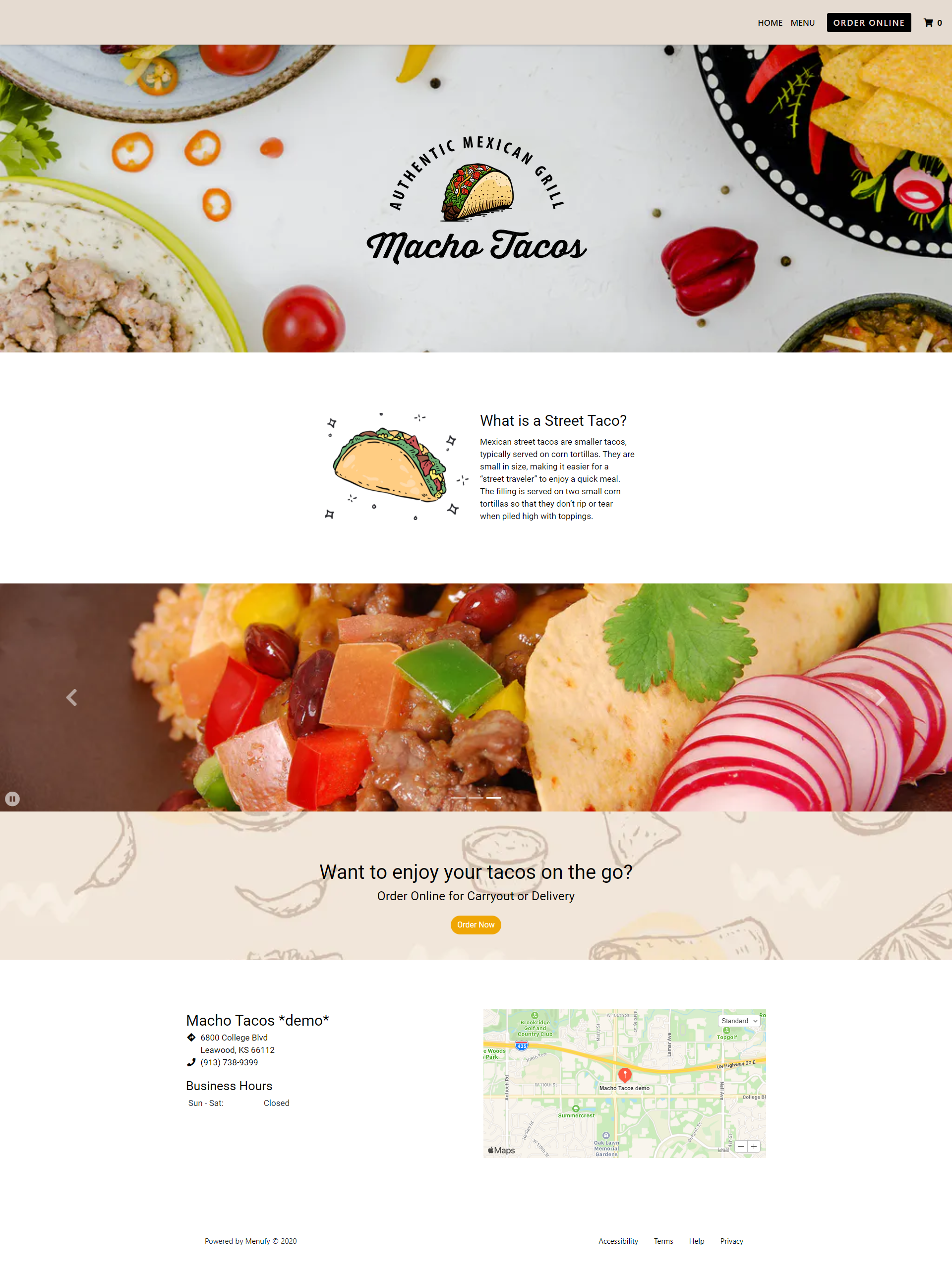 Example Latin Restaurant Website