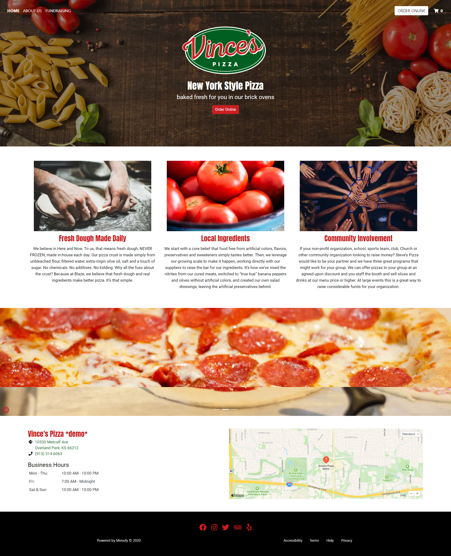 Sample Pizza Ordering Website