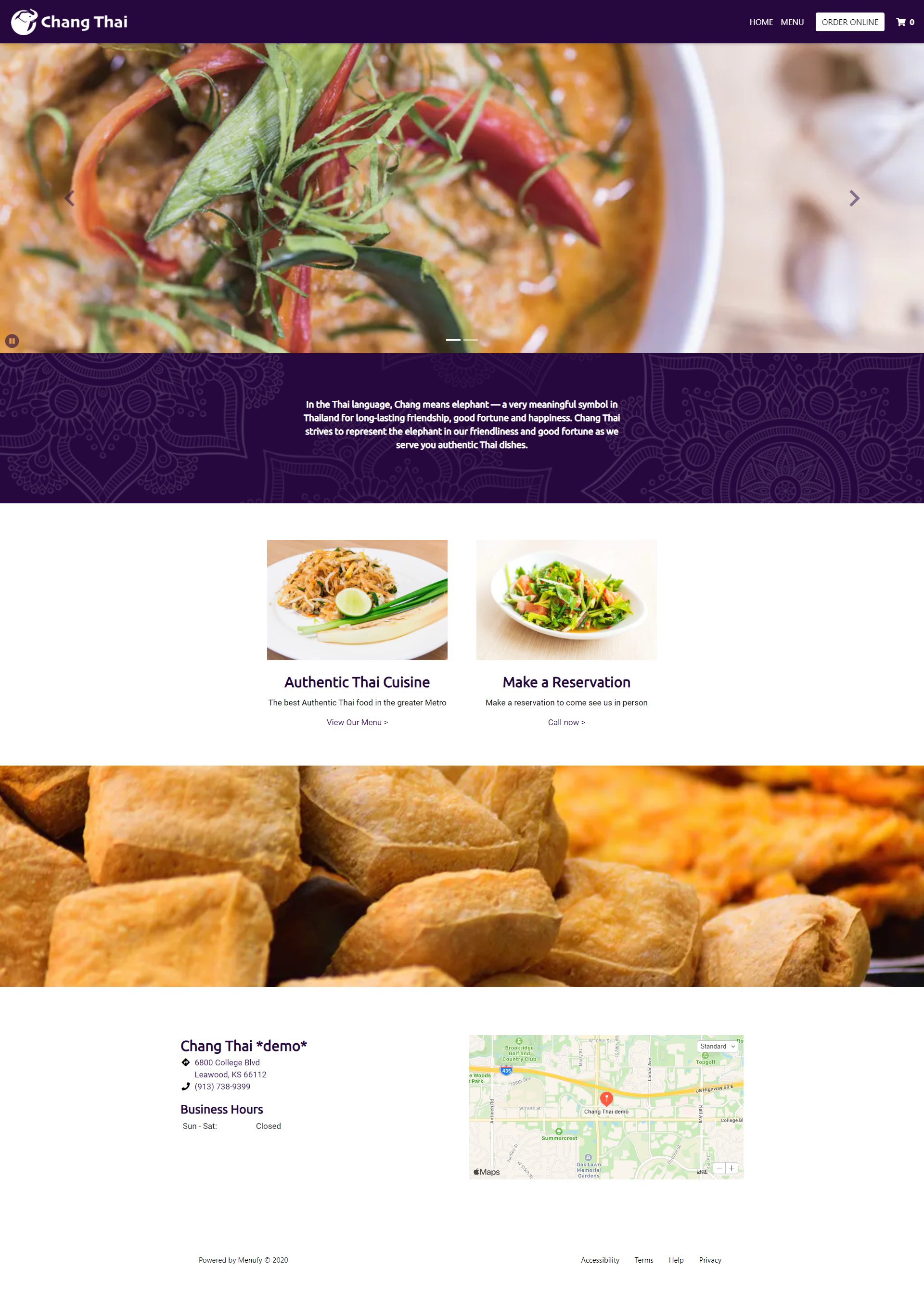 Sample Thai Restaurant Website with Menu