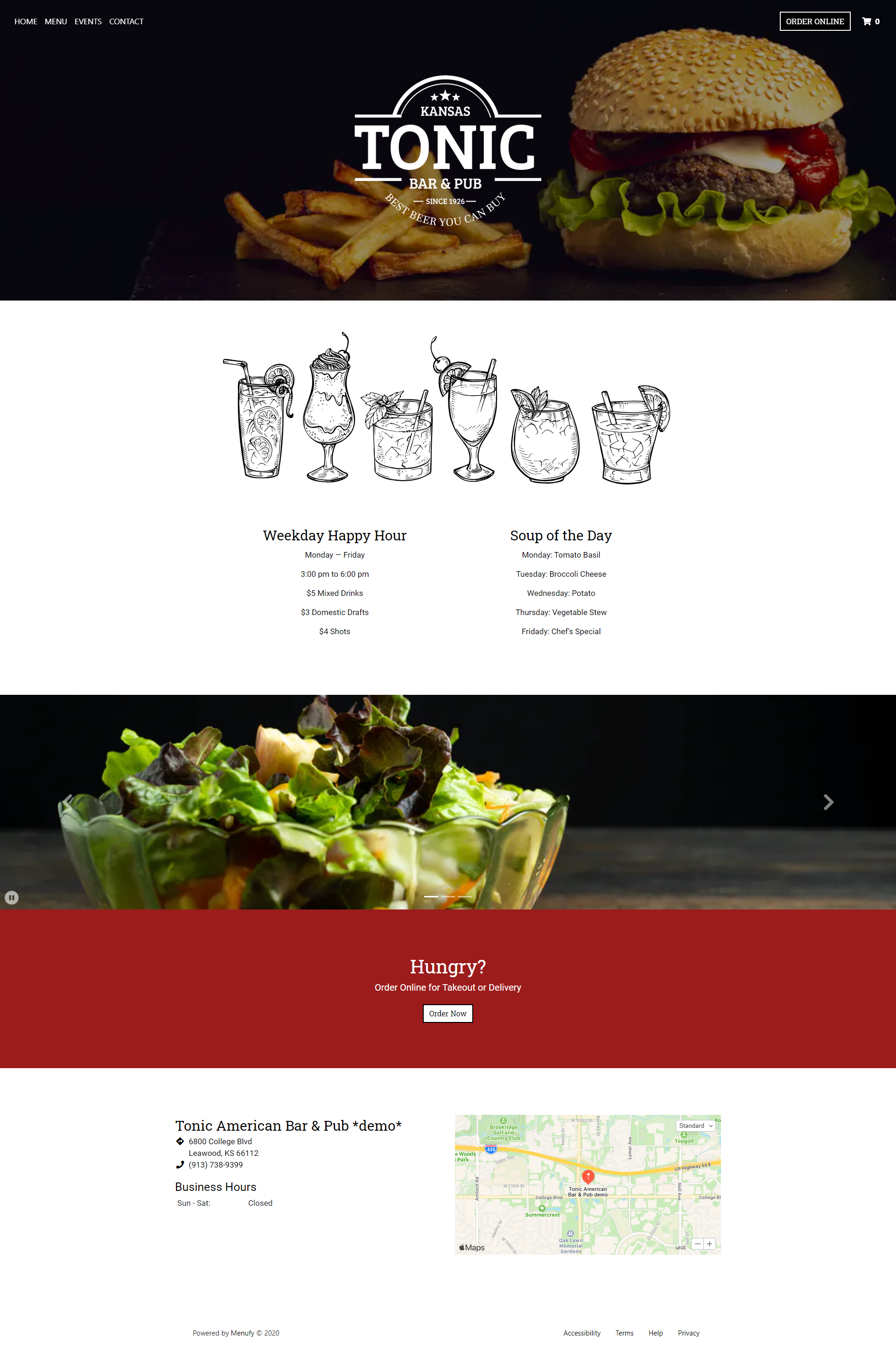 Example Sports Bar &amp; Grill Website