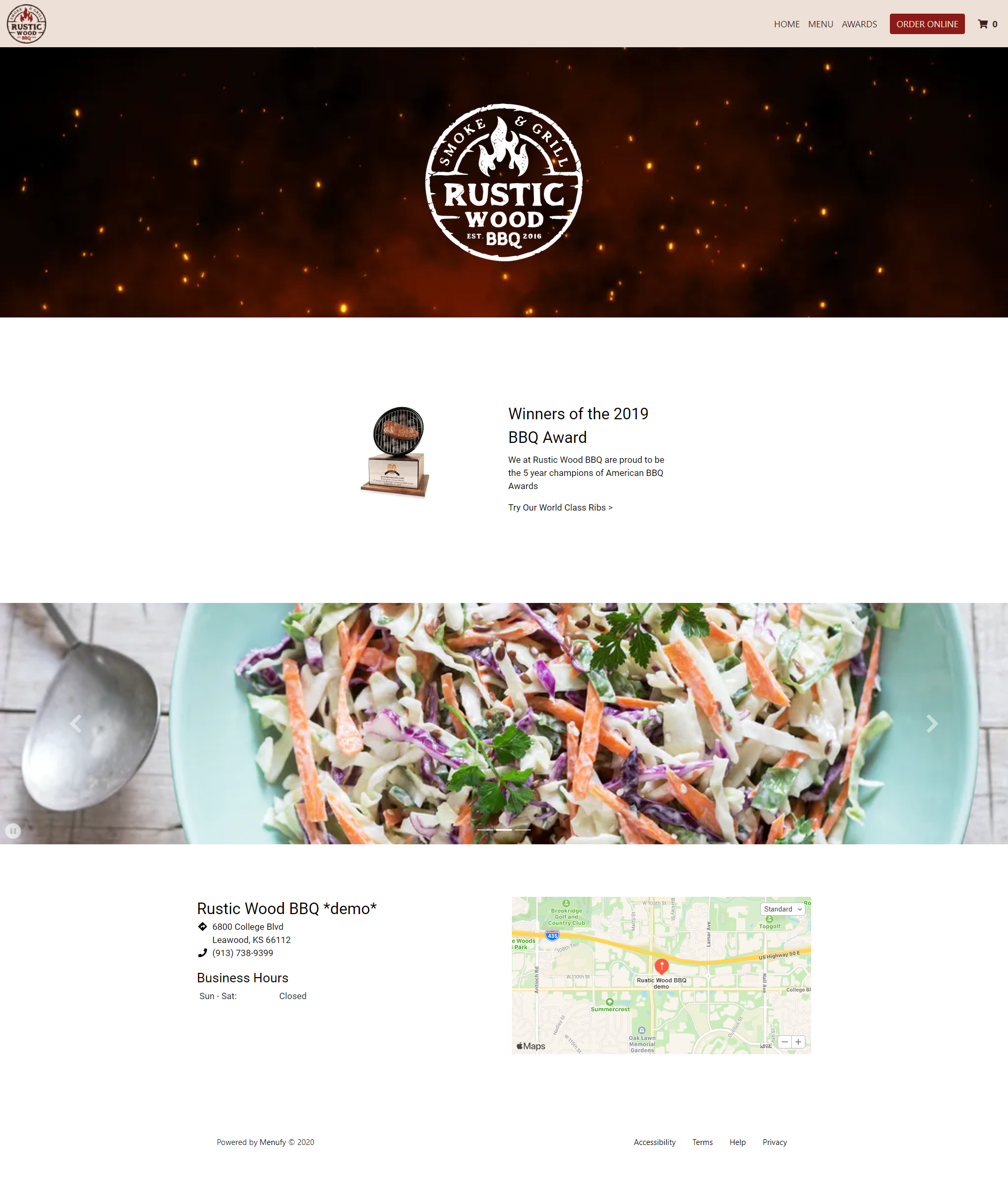 Sample BBQ Take-Away Restaurant Website