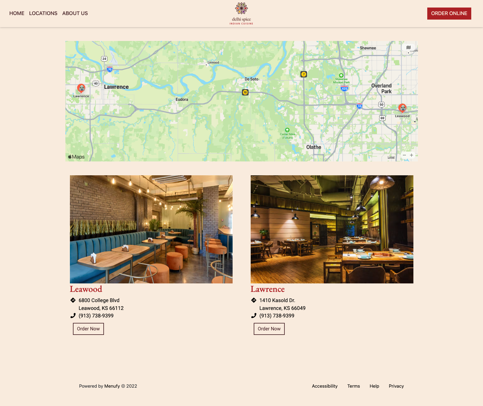 Website for Restaurant with Multiple Locations