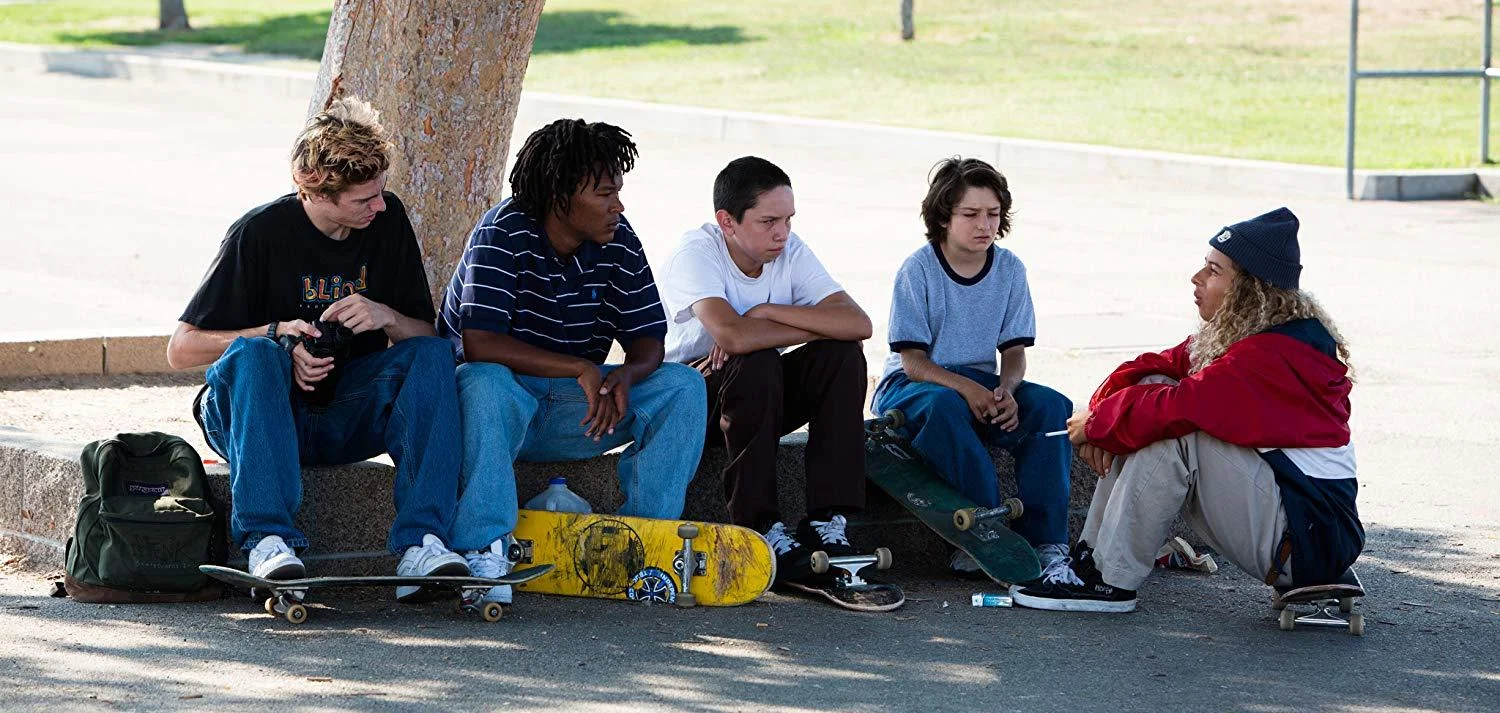 The posse that Stevie spends time with are well-rounded characters that are each confronting their own demons. And yet, they mask these demons through their passion for skating. Image: A24 Films