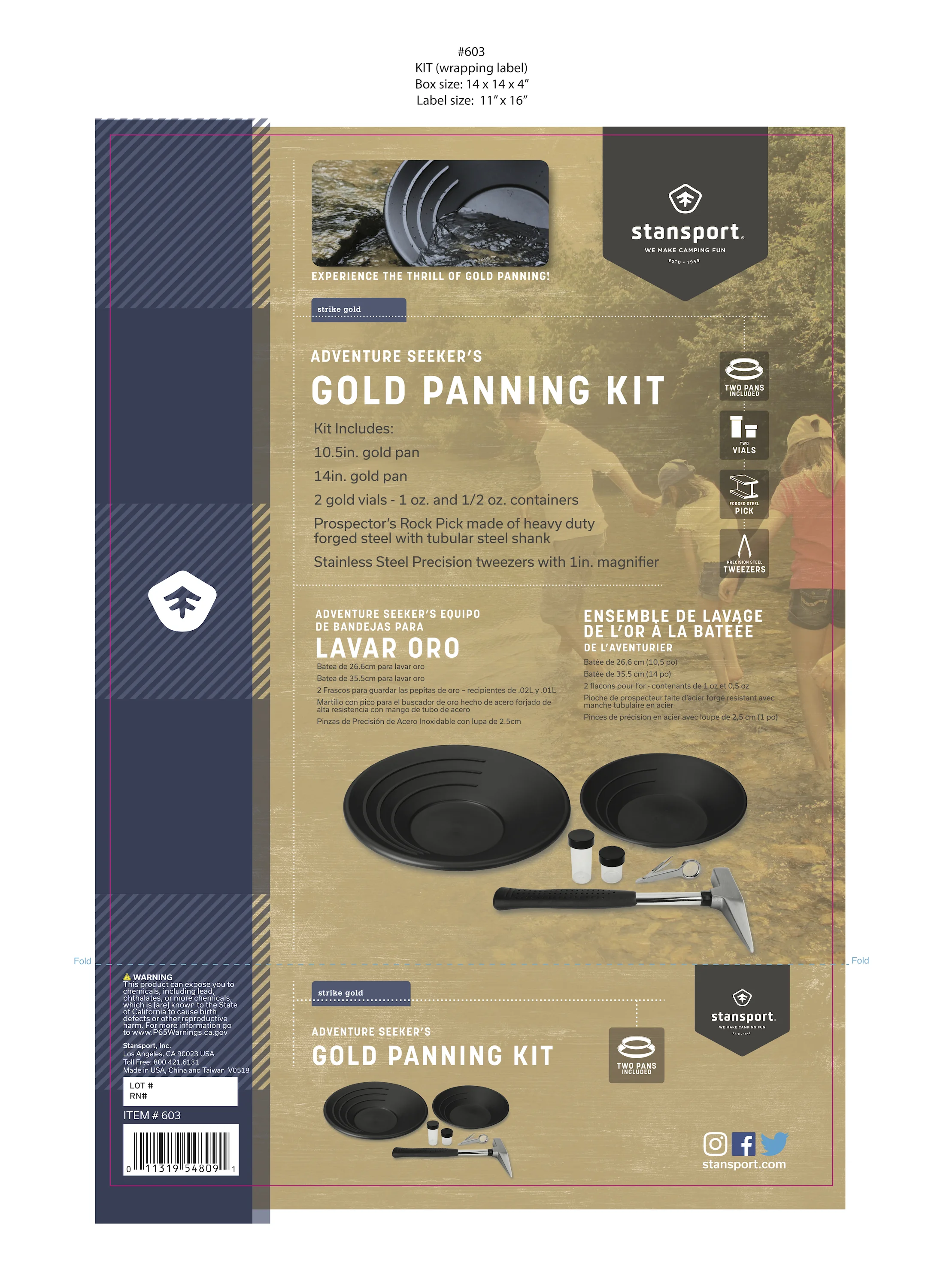 Stansport - 2-Panel Sticker Wrap - Gold Panning Kit