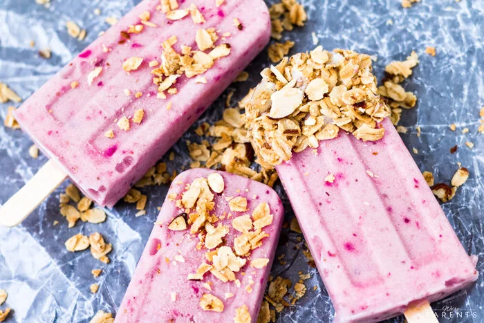 Probiotic Strawberry-Banana Popsicles