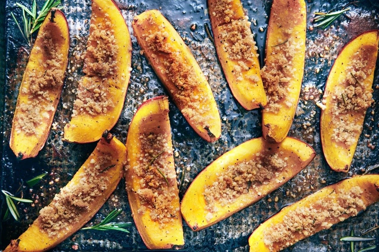 Walnut-Rosemary Glazed Roasted Pumpkin Wedges