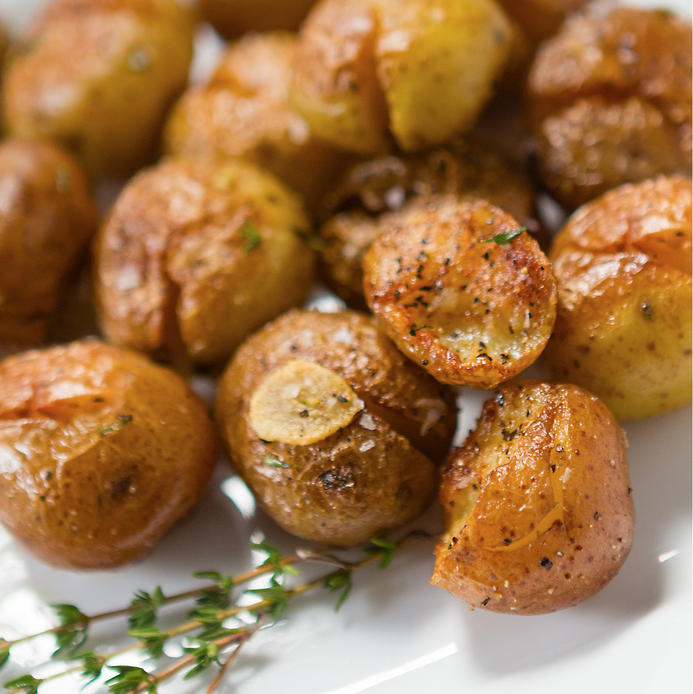 cracked potatoes with herbs