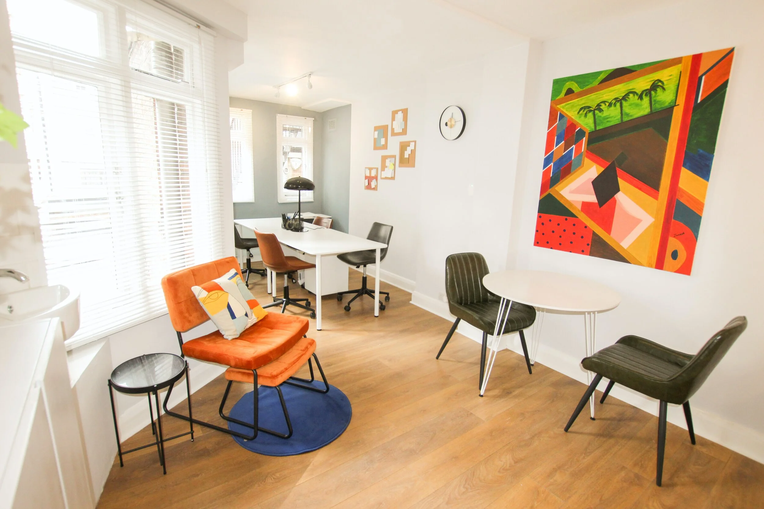 bright modern apartment showing office