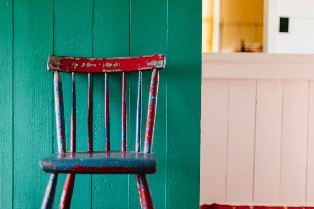 chair with chipped paint