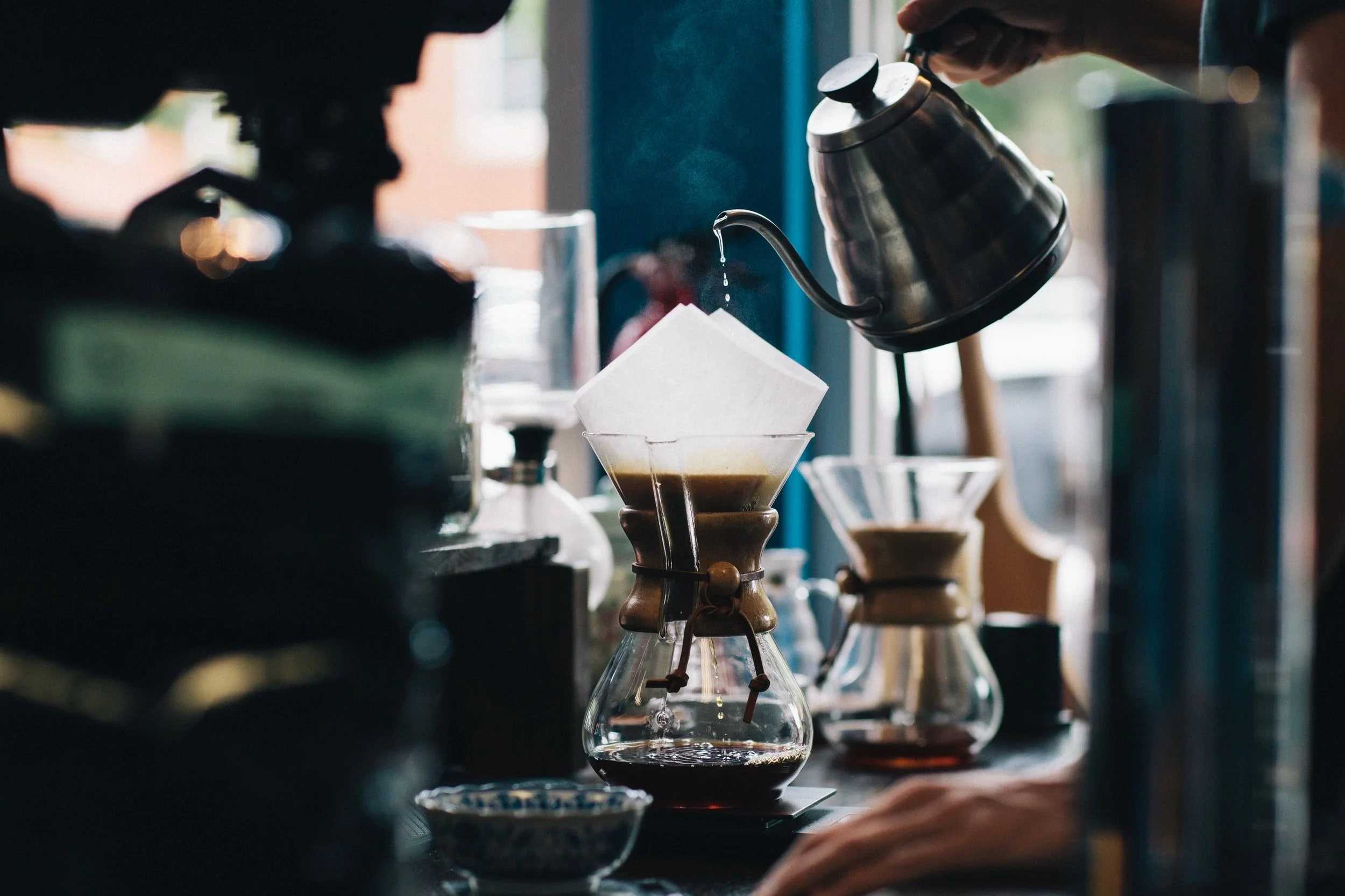 coffee being made in a pourer