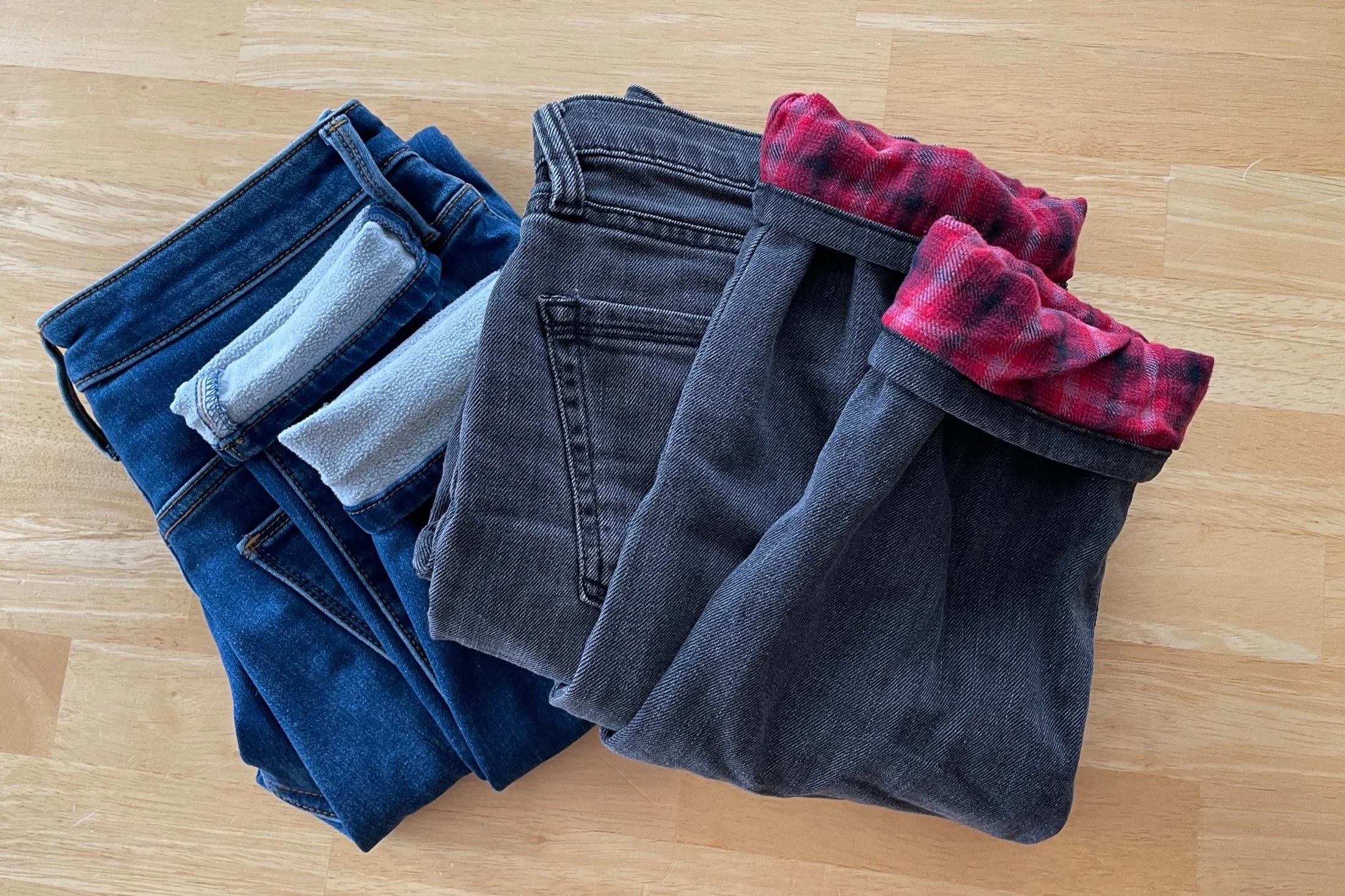 fleece and flannel lined jeans