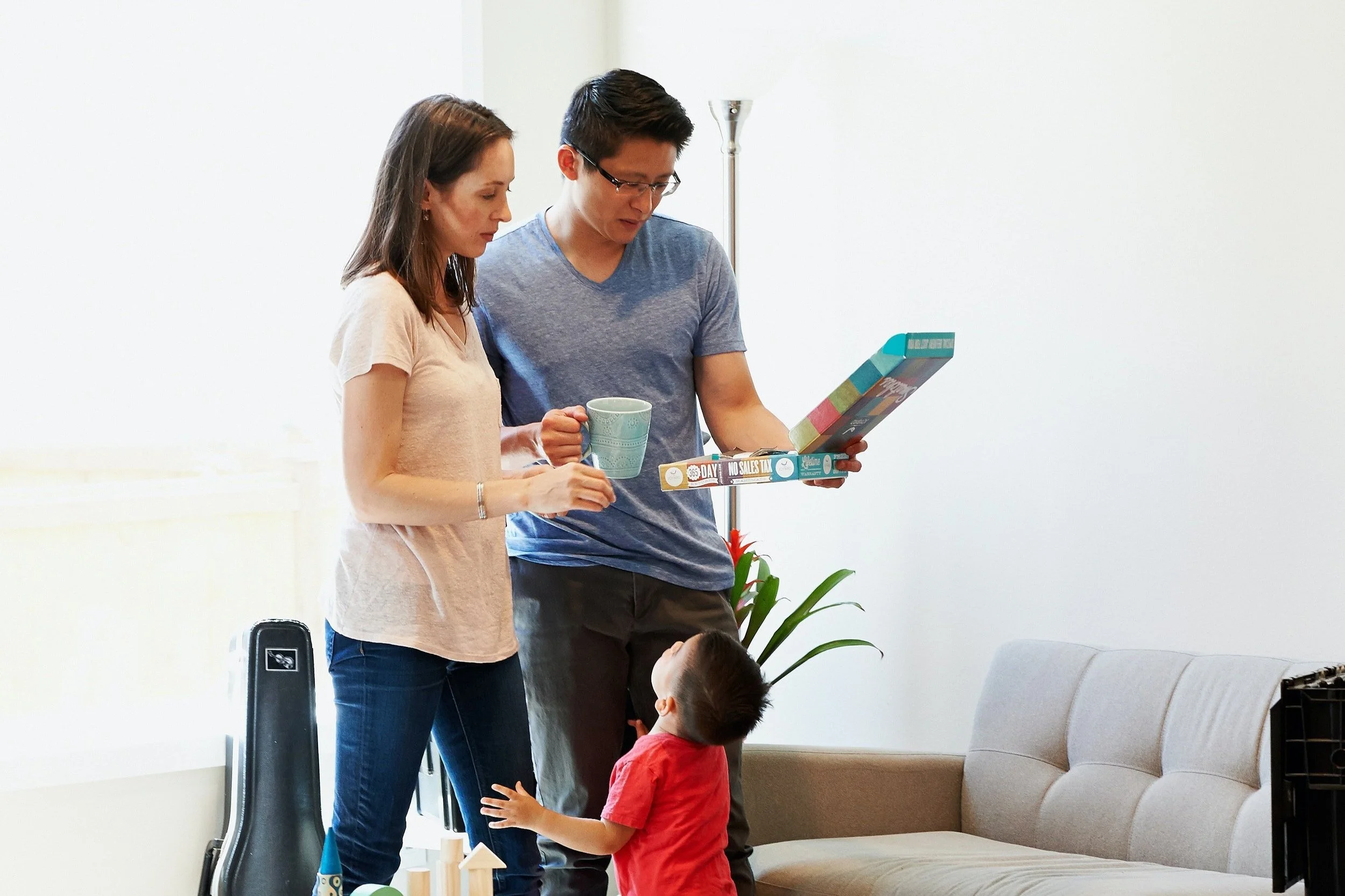 family in their living room