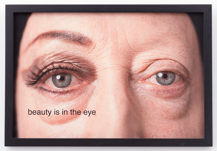 Martha Wilson, "Beauty is in the Eye," 2014, courtesy of the artist and P•P•O•W, New York.