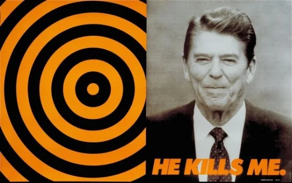 Donald Moffett, He Kills Me, 1987. Poster, offset lithography (Courtesy of the artist and Marianne Boesky Gallery, New York, Aspen. © Donald Moffett)