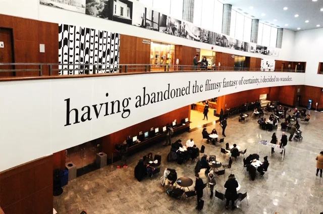Kameelah Janan Rasheed, Scoring the Stacks , 2019. Installation at Brooklyn Public Library. Photograph courtesy of the artist.