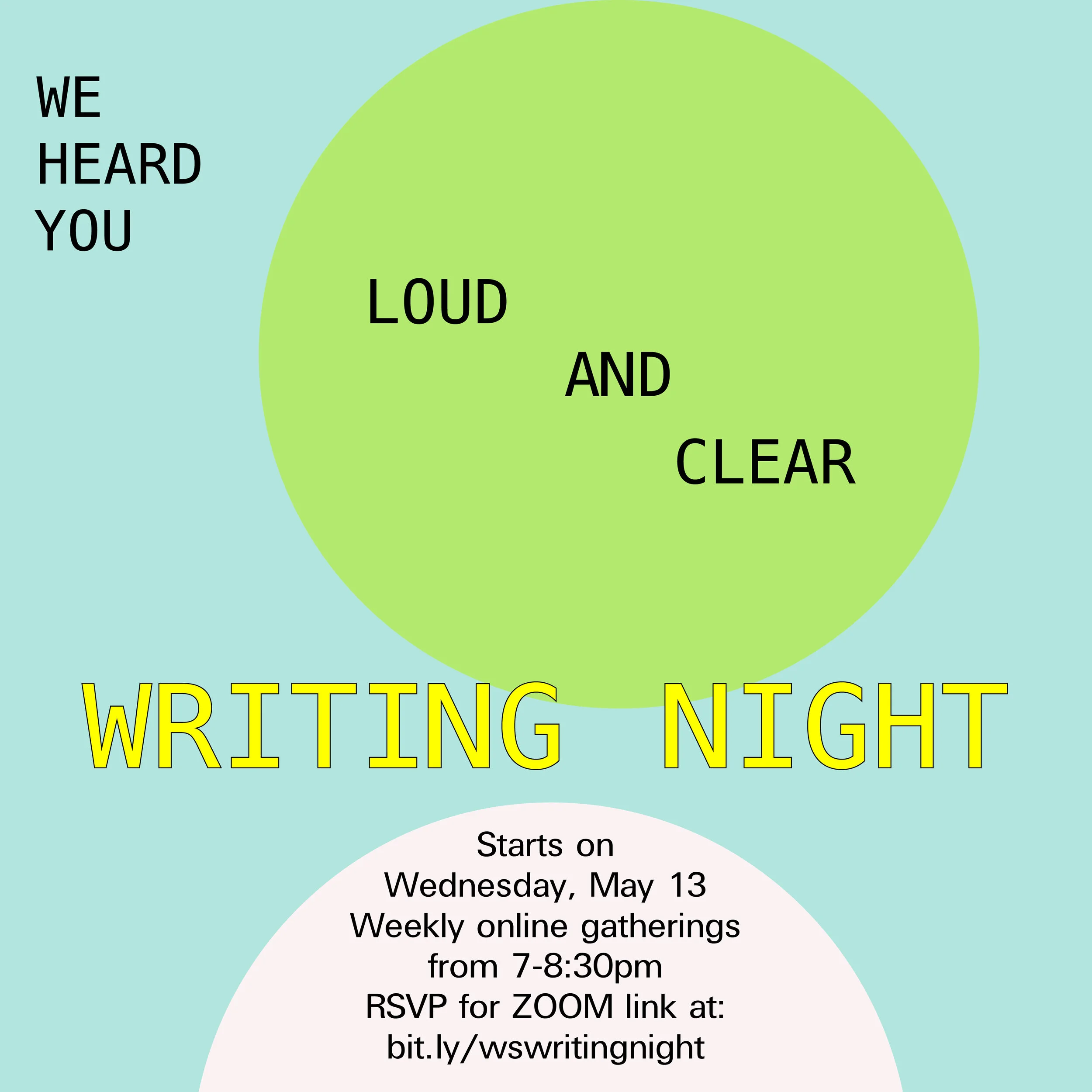 Wendy’s Subway Kick Off Weekly WRITING NIGHT 5/13