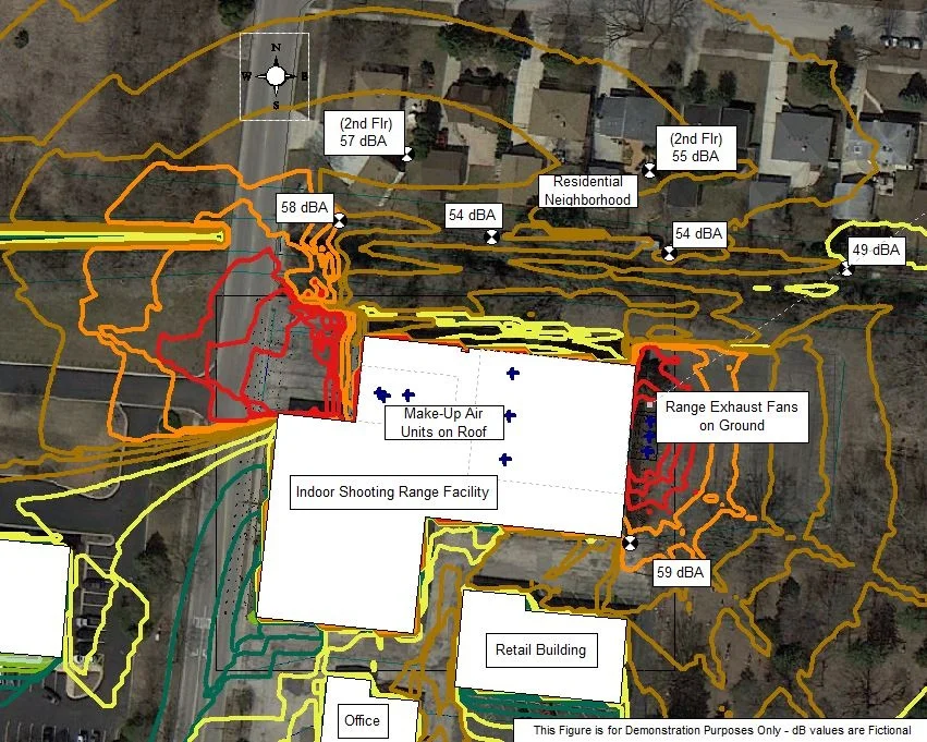 Predicted Noise Level Contours for an Indoor Shooting Range