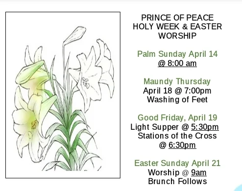 Holy Week & Easter Worship Schedule