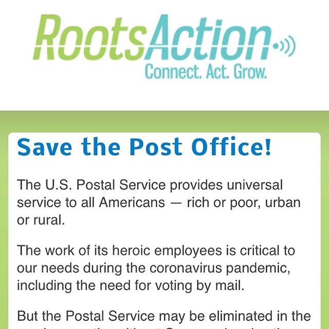 The U.S. Postal Service employs over 500,000 Americans and is the #1 employer of veterans. Plus USPS is the best way for me to ship you my grow books. Sign the petition now. (Link in Bio)

https://act.rootsaction.org/p/dia/action4/common/public/?acti