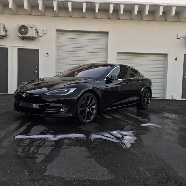 #Tesla week! This beautiful black Tesla came in for some serious paint correction. After the paint was restored to perfection, we applied our five year warrantied ceramic pro package to keep the paint looking as good as possible for as long as possib