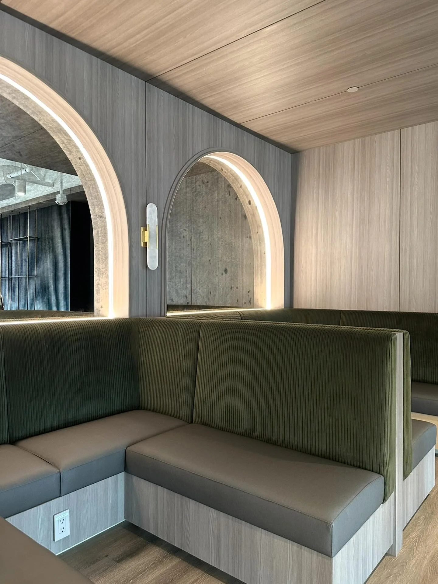 Highlights from our projects in 2025! 

Custom booth seating for another office project completed this year! We love these details!