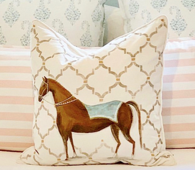 This beautiful pillow was painted by local, Knoxville artist Lynn Arnwine.