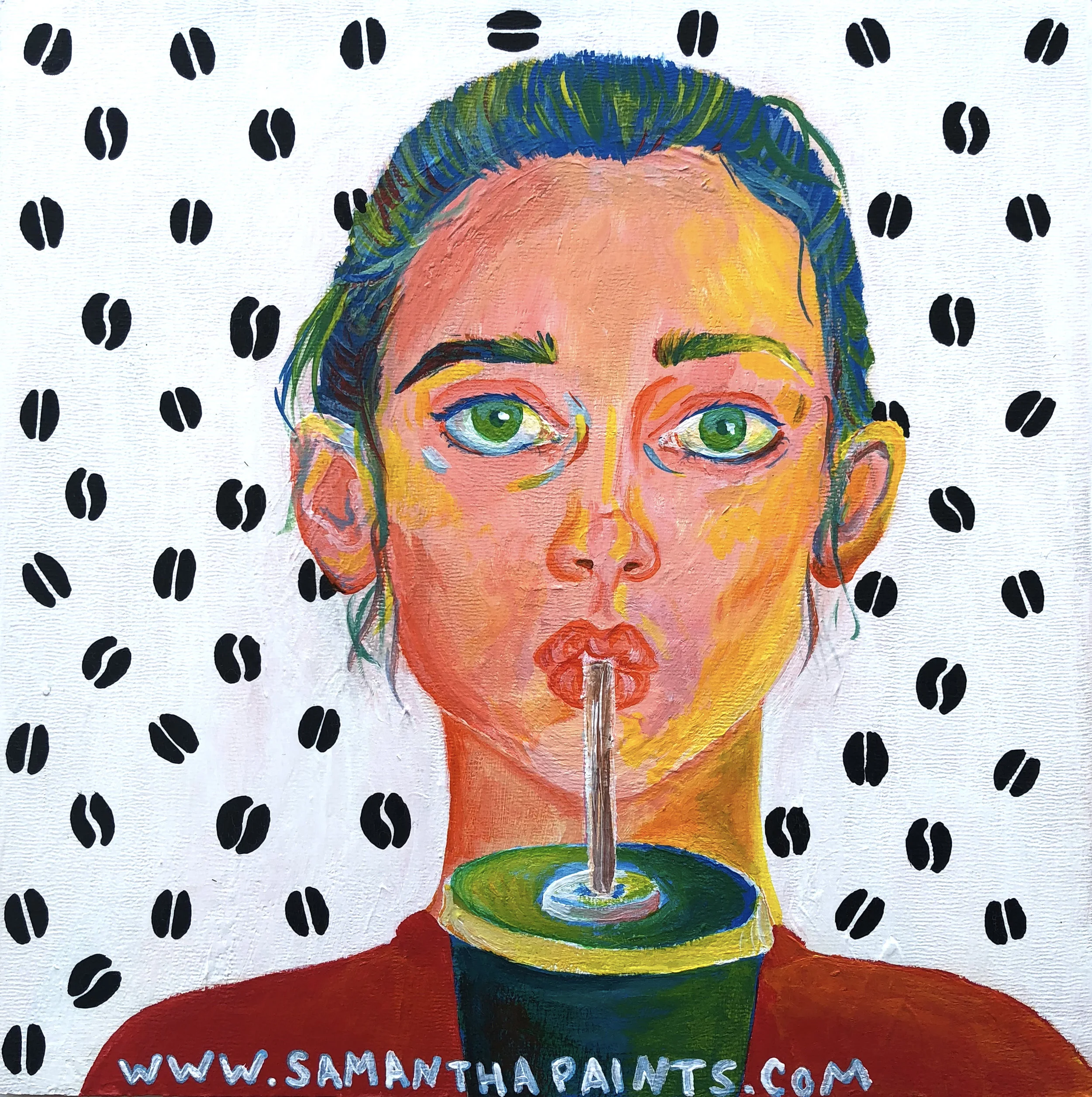 Self-Portrait6”x6” acrylic and marker on panel