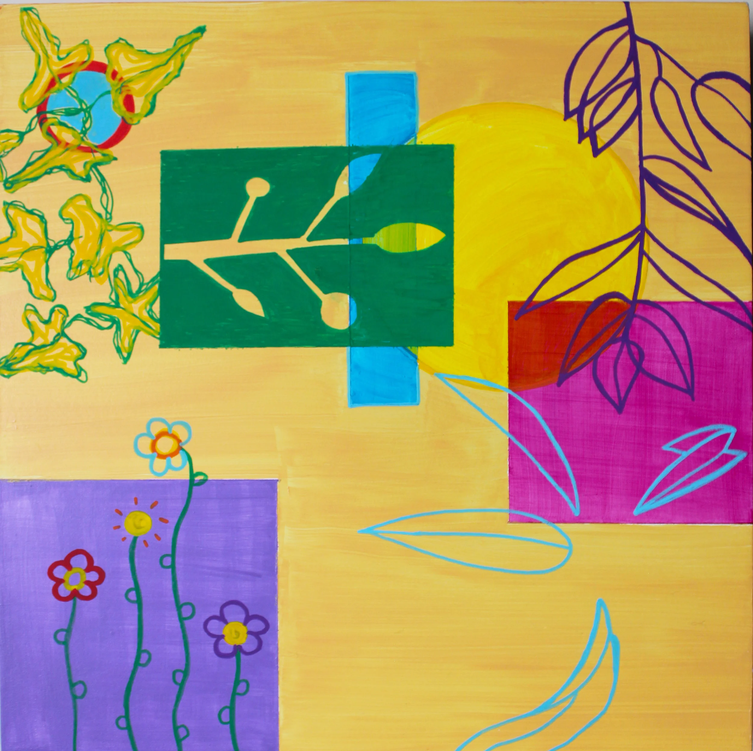 Plant Abstraction10”x10” acrylic and marker on panel