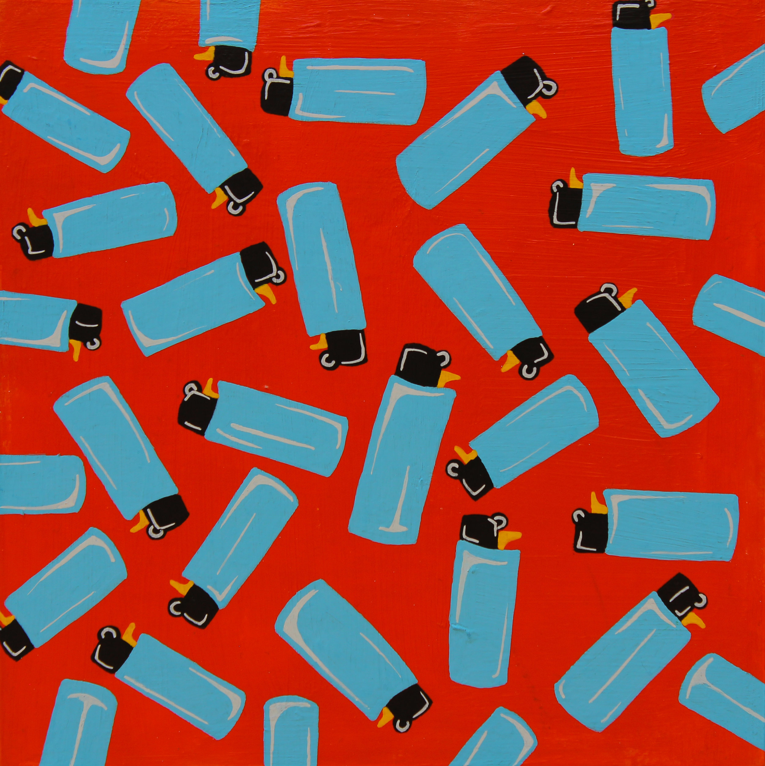 LIGHTERS8”x8” acrylic and marker on panel