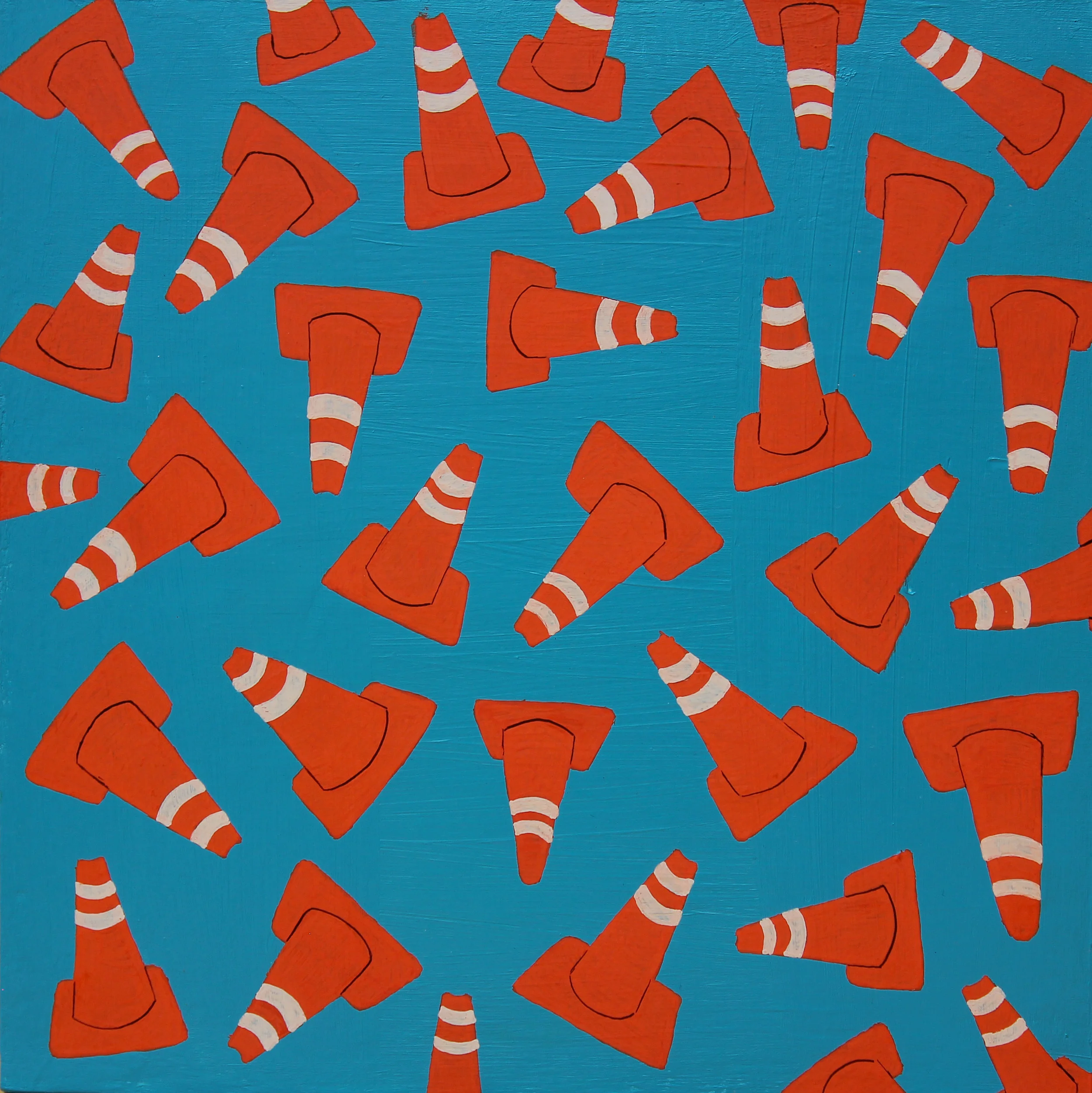 TRAFFIC CONES8”x8” acrylic and marker on panel