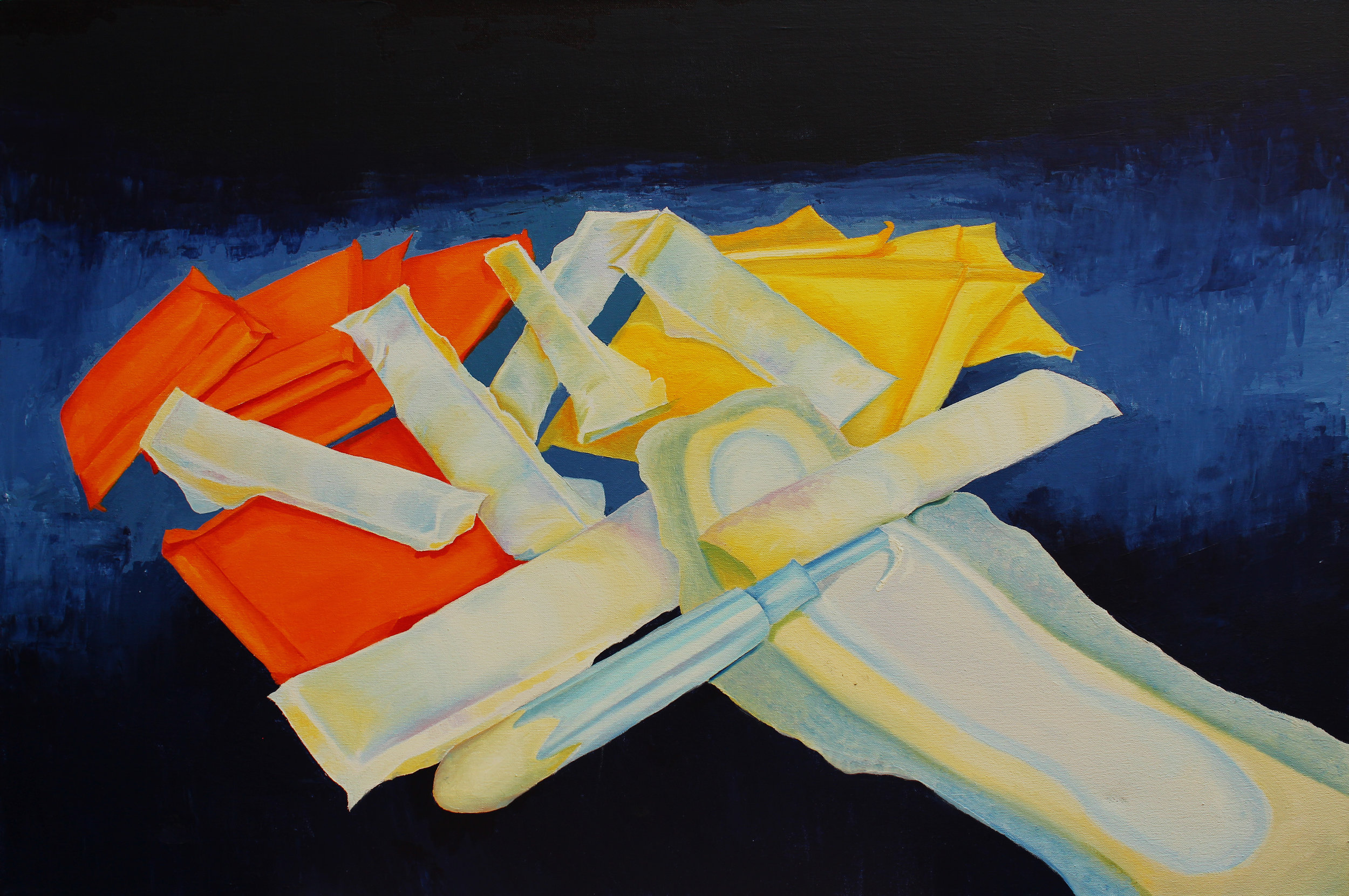 Feminine Hygiene 36”x24” oil and acrylic on canvas