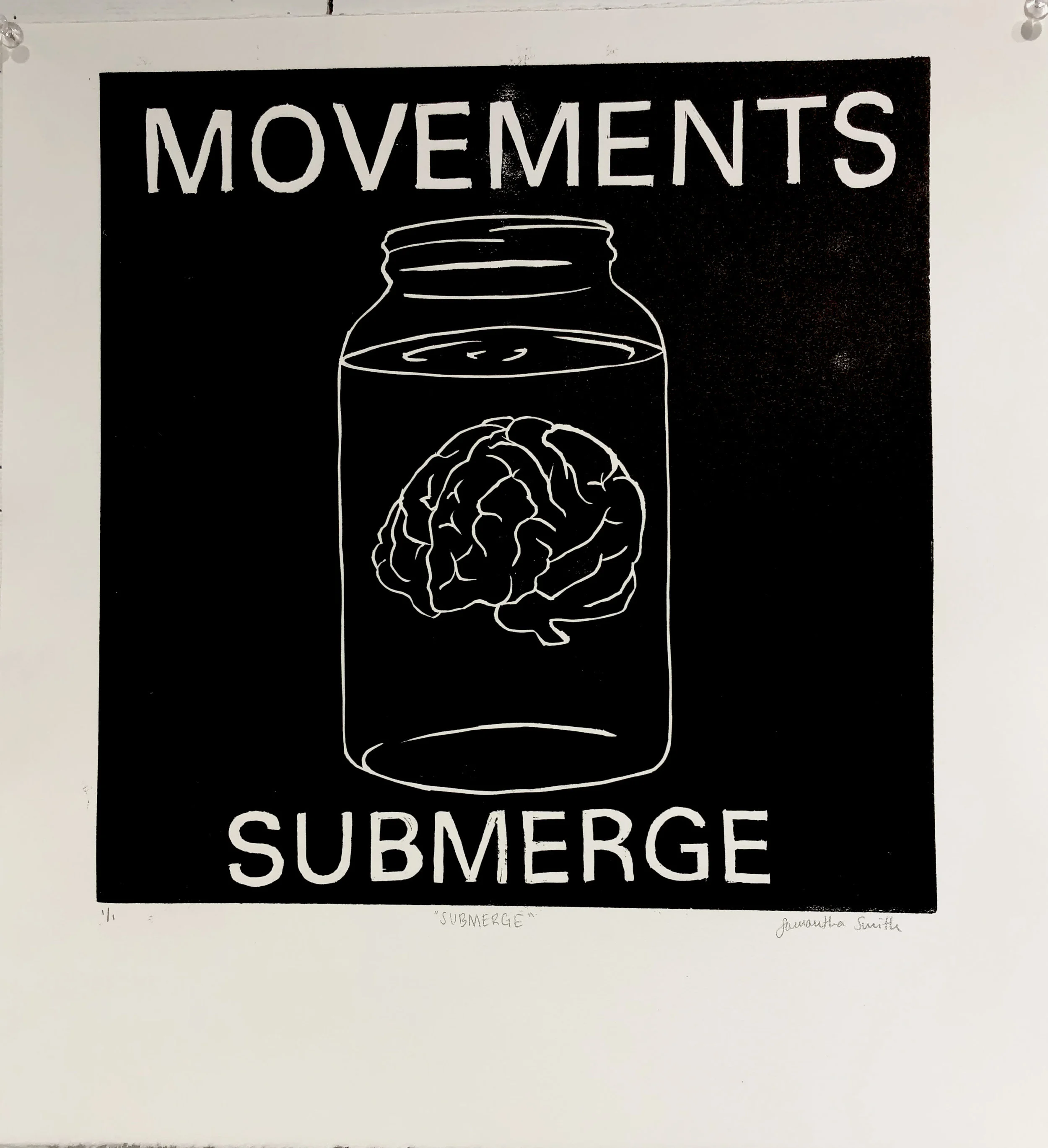 MOVEMENTS - SUBMERGE15”x16” black and white print on RIVES BFK