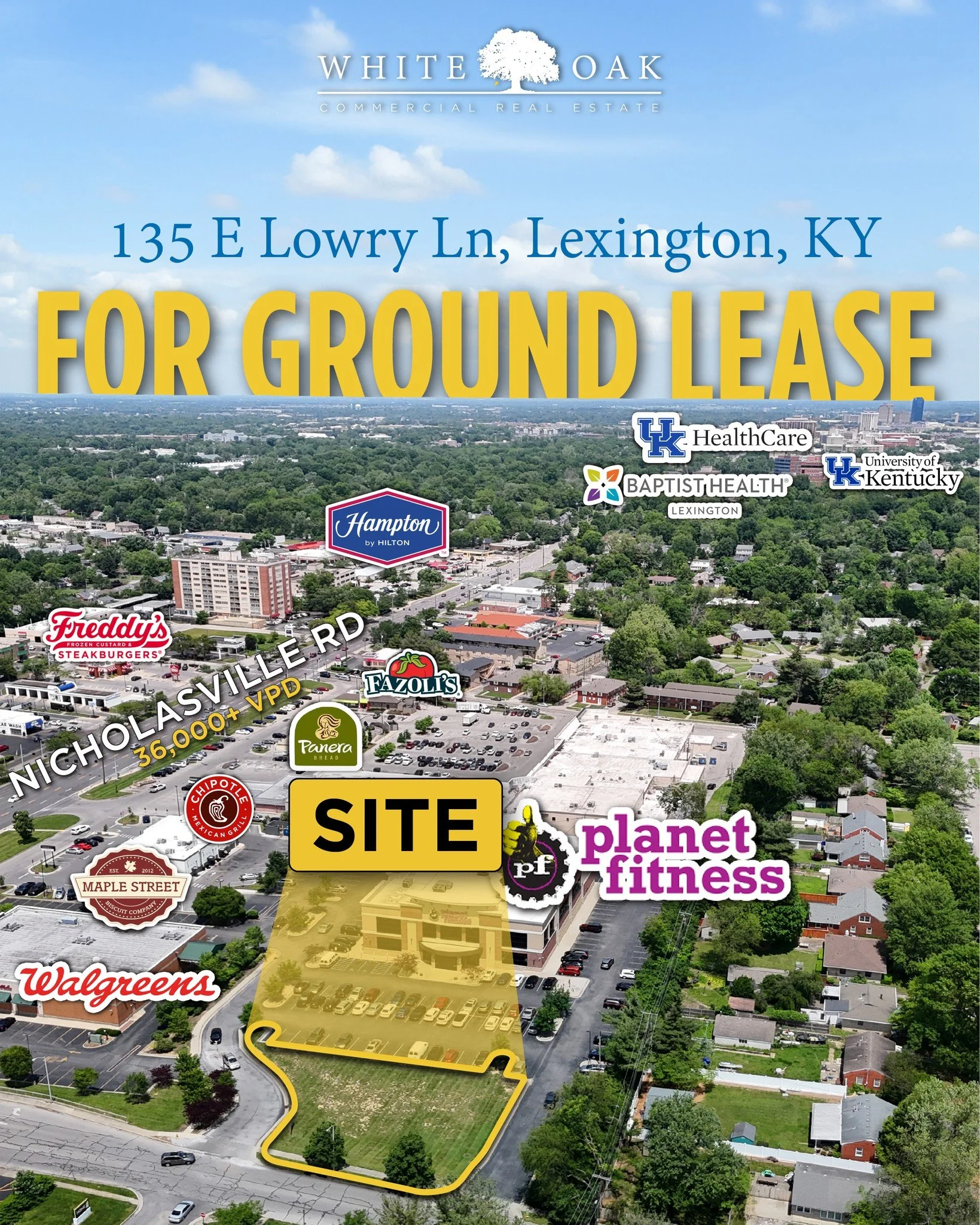 🚦 RARE SIGNAGE OPPORTUNITY ON NICHOLASVILLE ROAD 🚗

Ground lease or Build to Suit opportunity in high traffic location along Nicholasville Rd near Kroger, Trader Joe&rsquo;s, TJMaxx, and Chick-Fil-A. Located within 2 miles of 44,000+ students and e