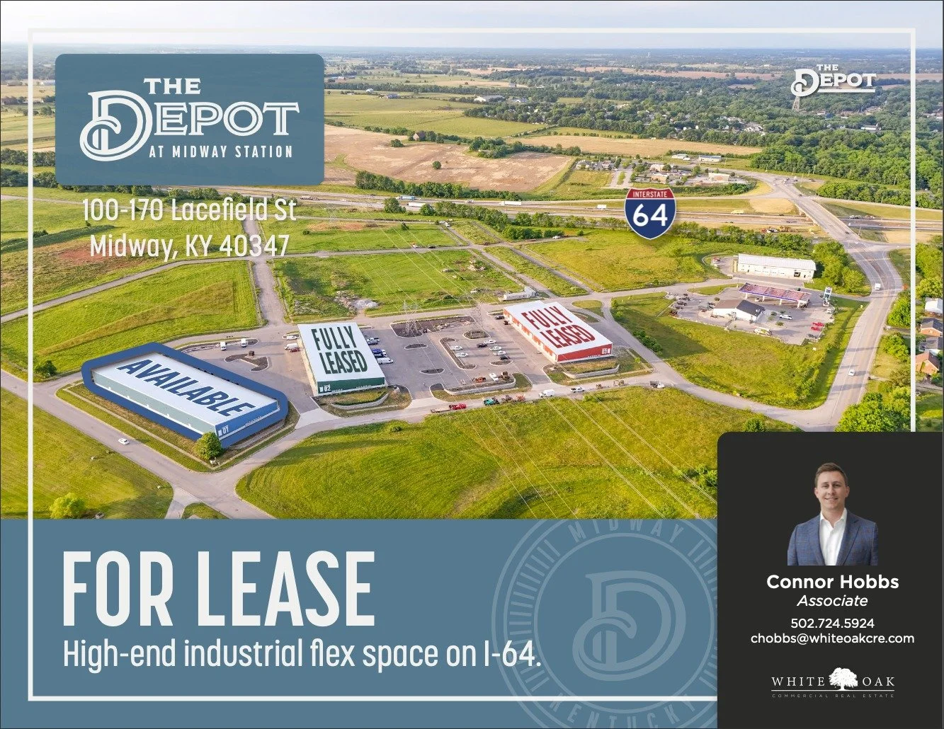 Now leasing the final available spaces at The Depot at Midway Station.

High-quality industrial flex space strategically positioned along the I-64 corridor just 20 minutes from both Lexington and Frankfort.

Available spaces include:
▪️ 3,870 SF inli