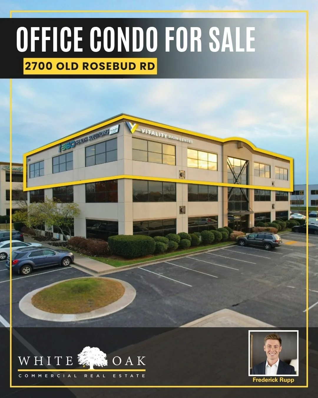 Prime Hamburg office condo now available for sale.

The third floor at 2700 Old Rosebud Road offers a rare combination of flexibility and income potential. With a portion of the space already leased to an established medical tenant and additional off